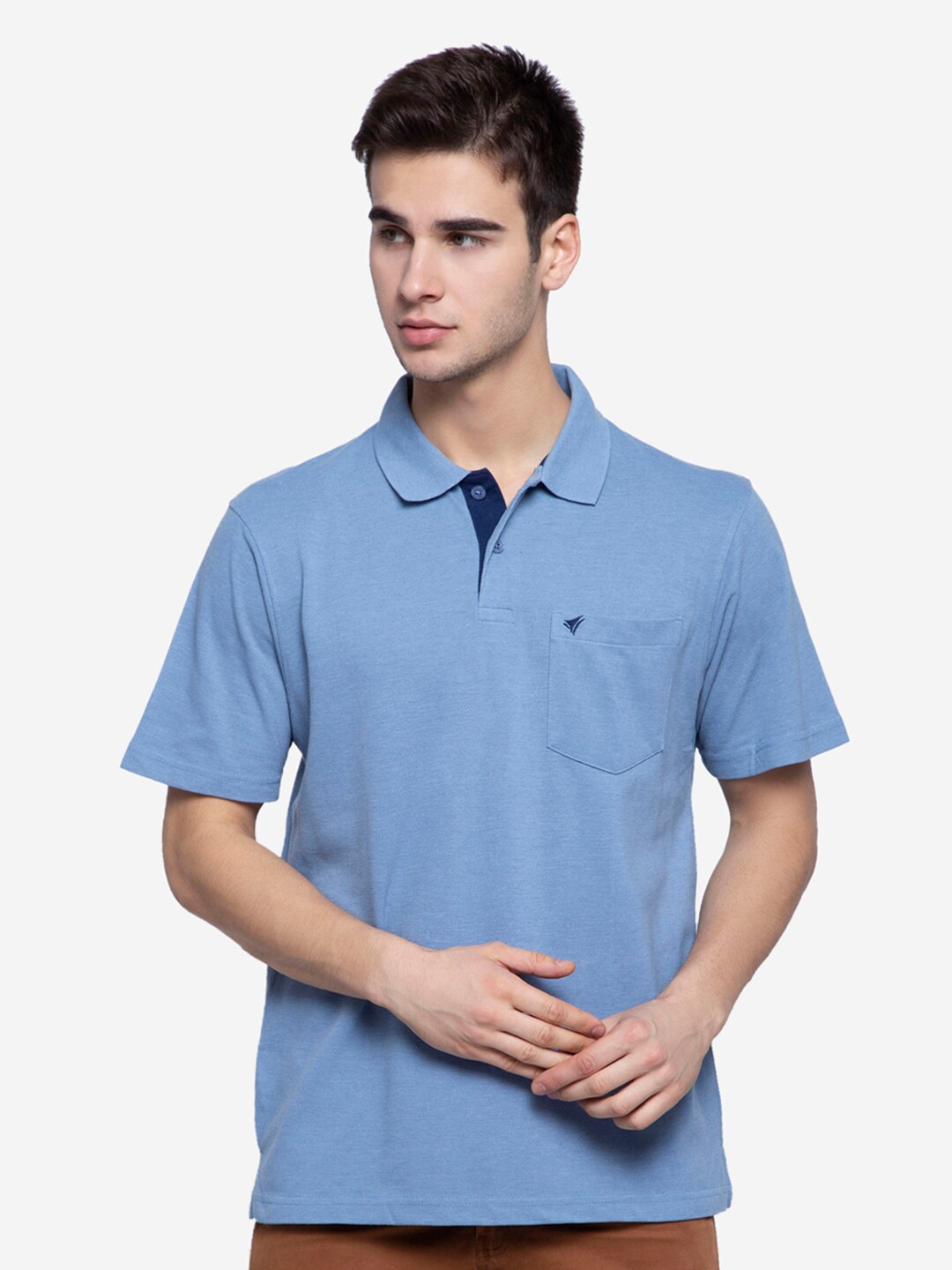 

NEVA Men Blue Polo Collar T-shirt