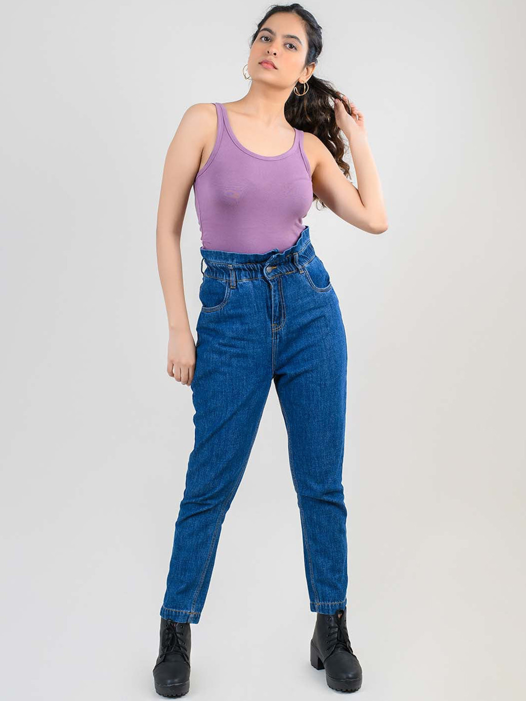 

FREAKINS Women Blue High-Rise Mom Fit Jeans