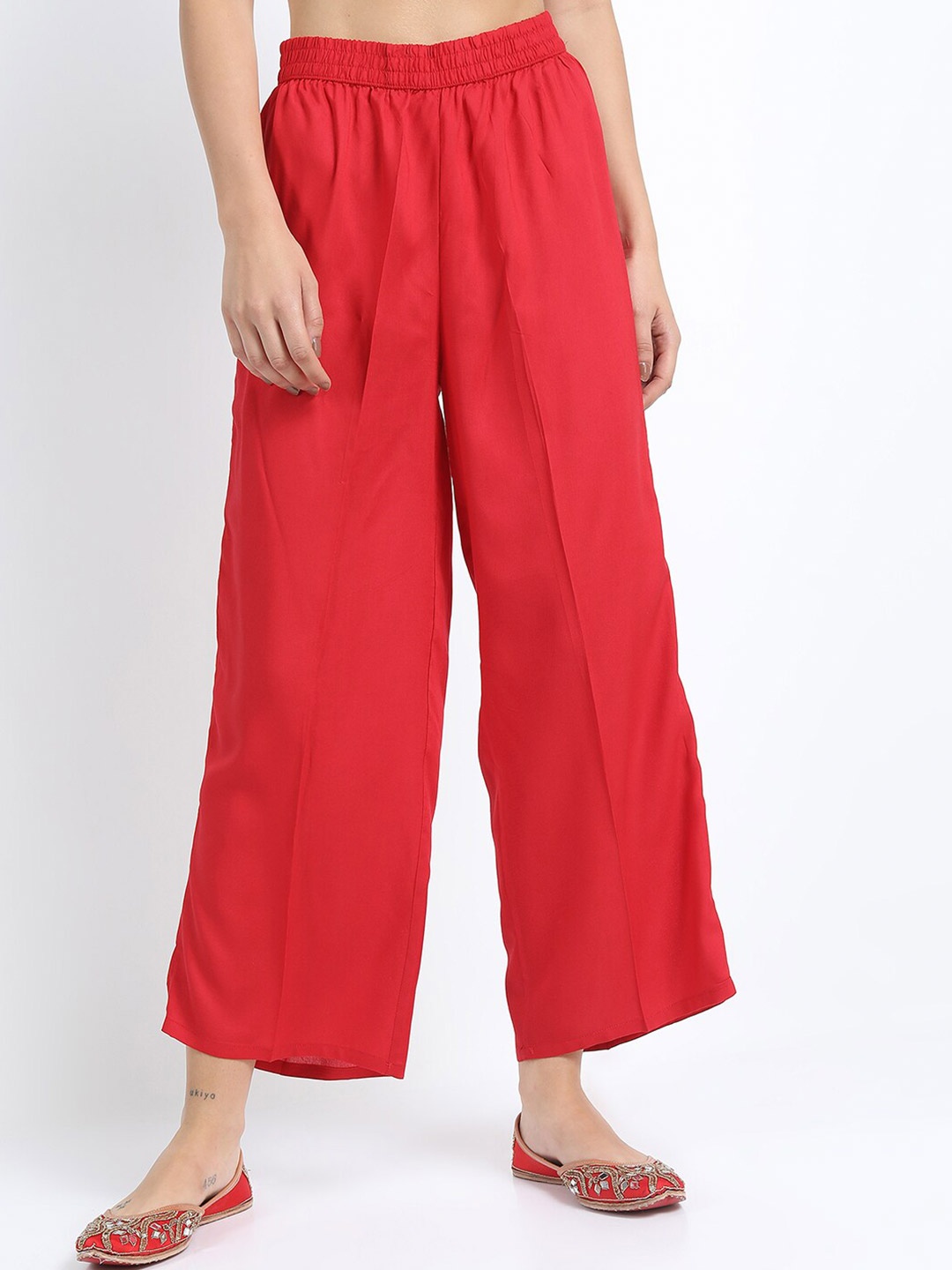 

Vishudh Women Red Ethnic Straight Palazzos