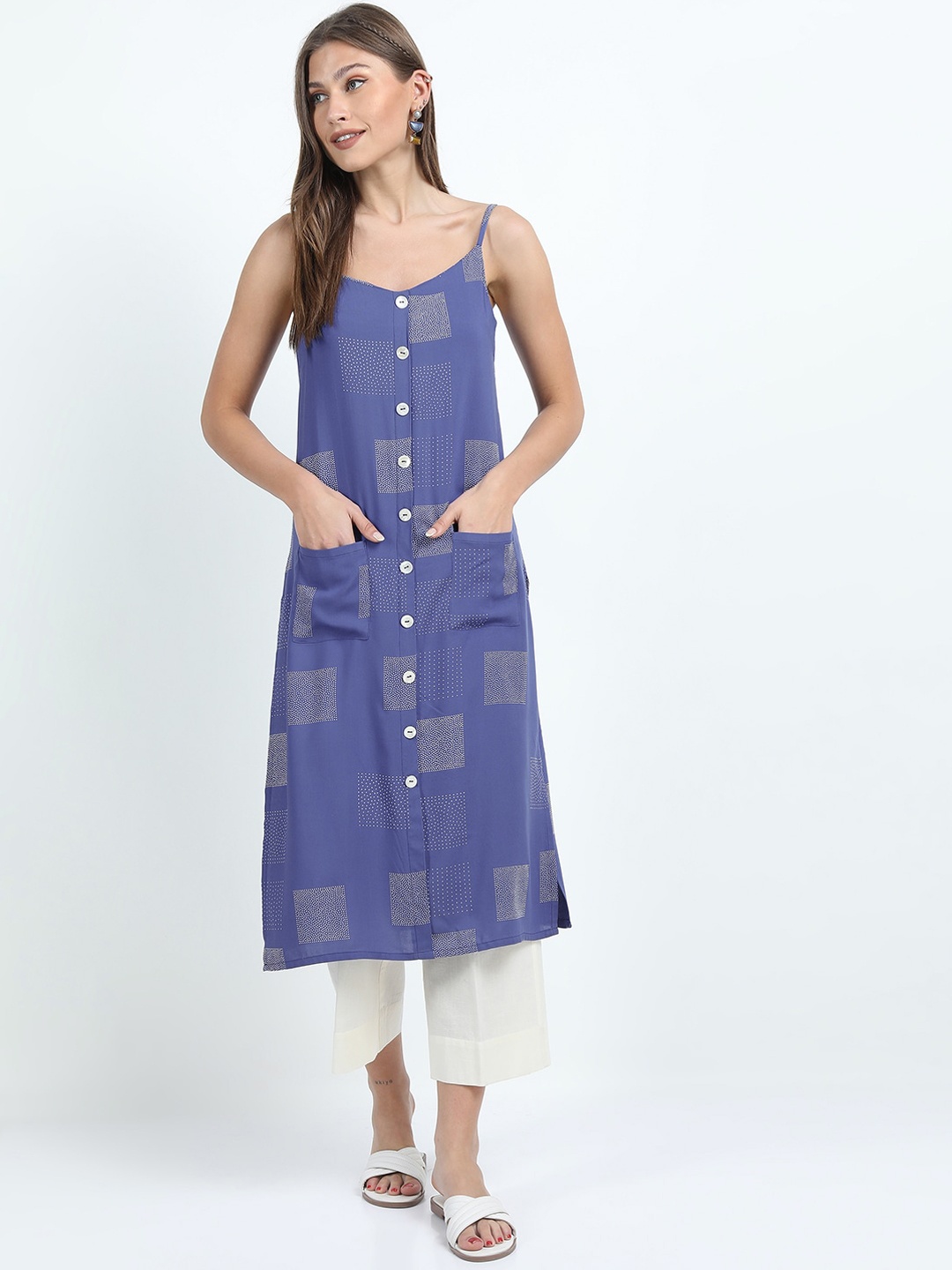 

Vishudh Women Blue Geometric Printed Kurta