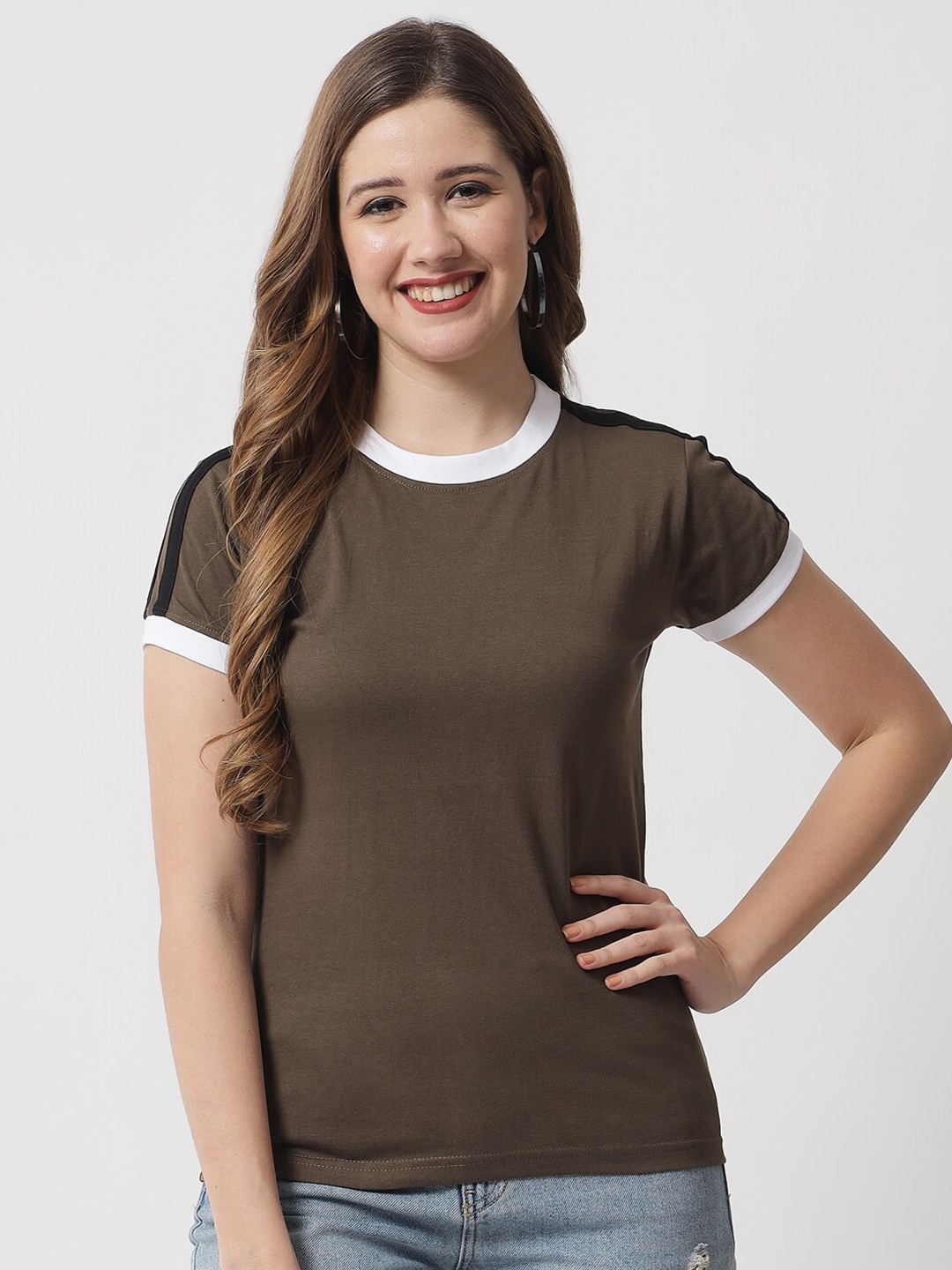 

The Dry State Women Olive Green Slim Fit T-shirt