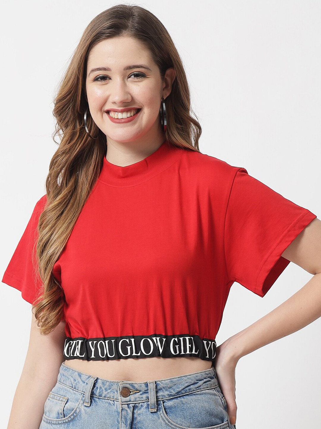 

The Dry State Women Red Typography Printed Cotton T-shirt