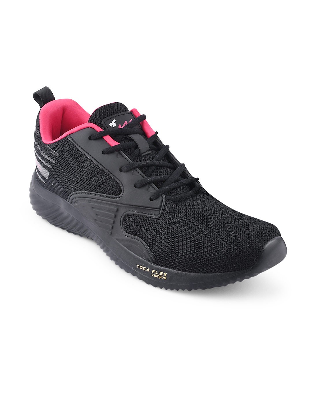 

Campus Women Black & Magenta Mesh Running Shoes