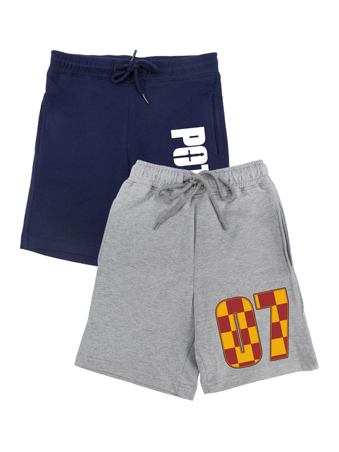

Harry Potter by Wear Your Mind Boys Grey & Navy Blue Set of 2 Printed Cotton Shorts
