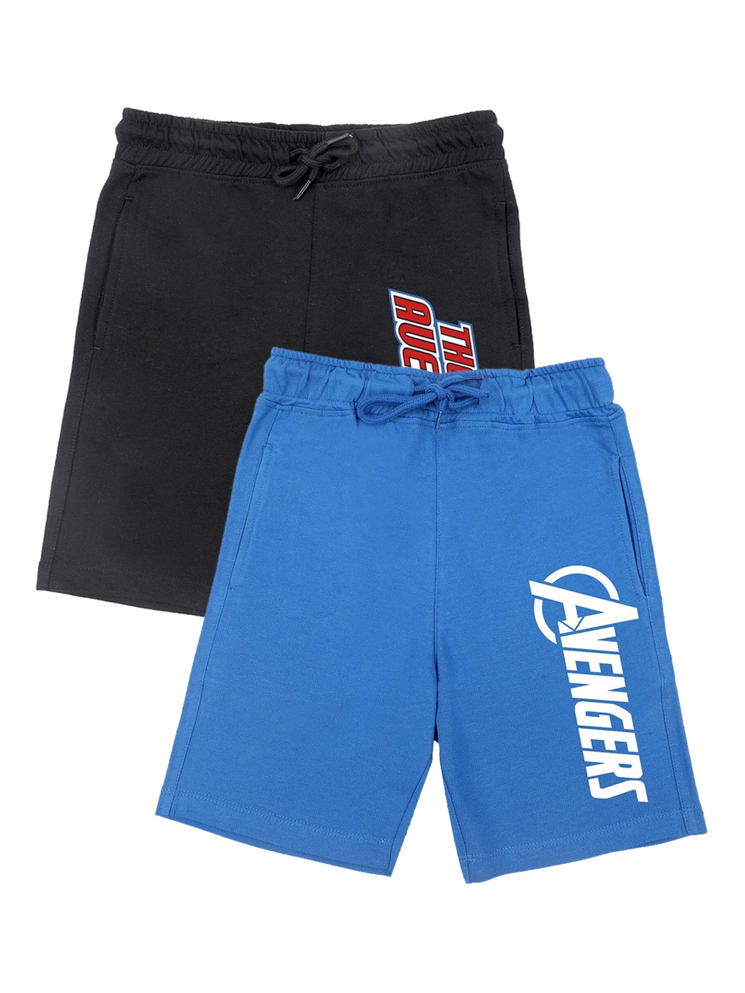 

Marvel by Wear Your Mind Boys Black & Blue Pack of 2 Printed Cotton Shorts