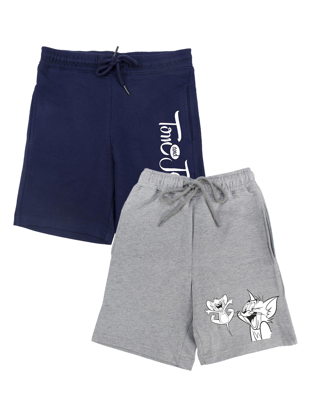

Tom & Jerry by Wear Your Mind Boys Pack of 2 Grey & Navy Blue Tom & Jerry Printed Shorts