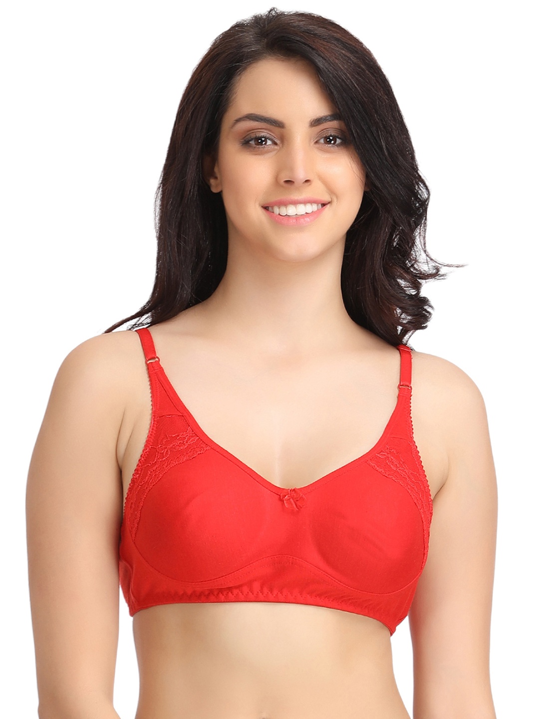 

Clovia Cotton Rich Non-Padded Non-Wired Full Cup Bra, Red