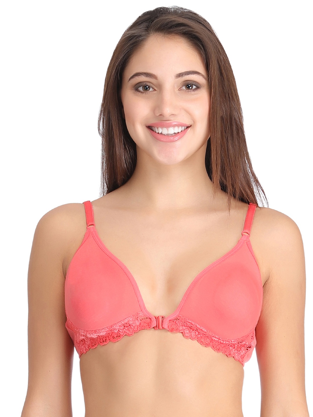 

Clovia Pink Half-Coverage Plunge Bra BR0766P14