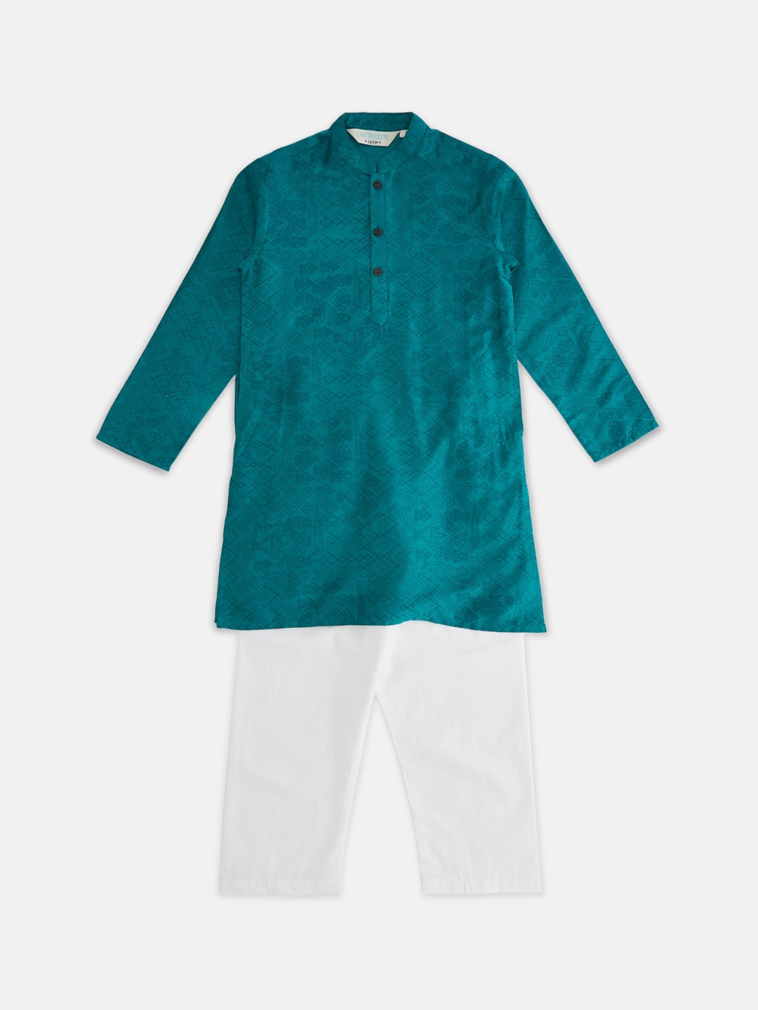 

indus route by Pantaloons Boys Teal Green Kurta with Pyjamas