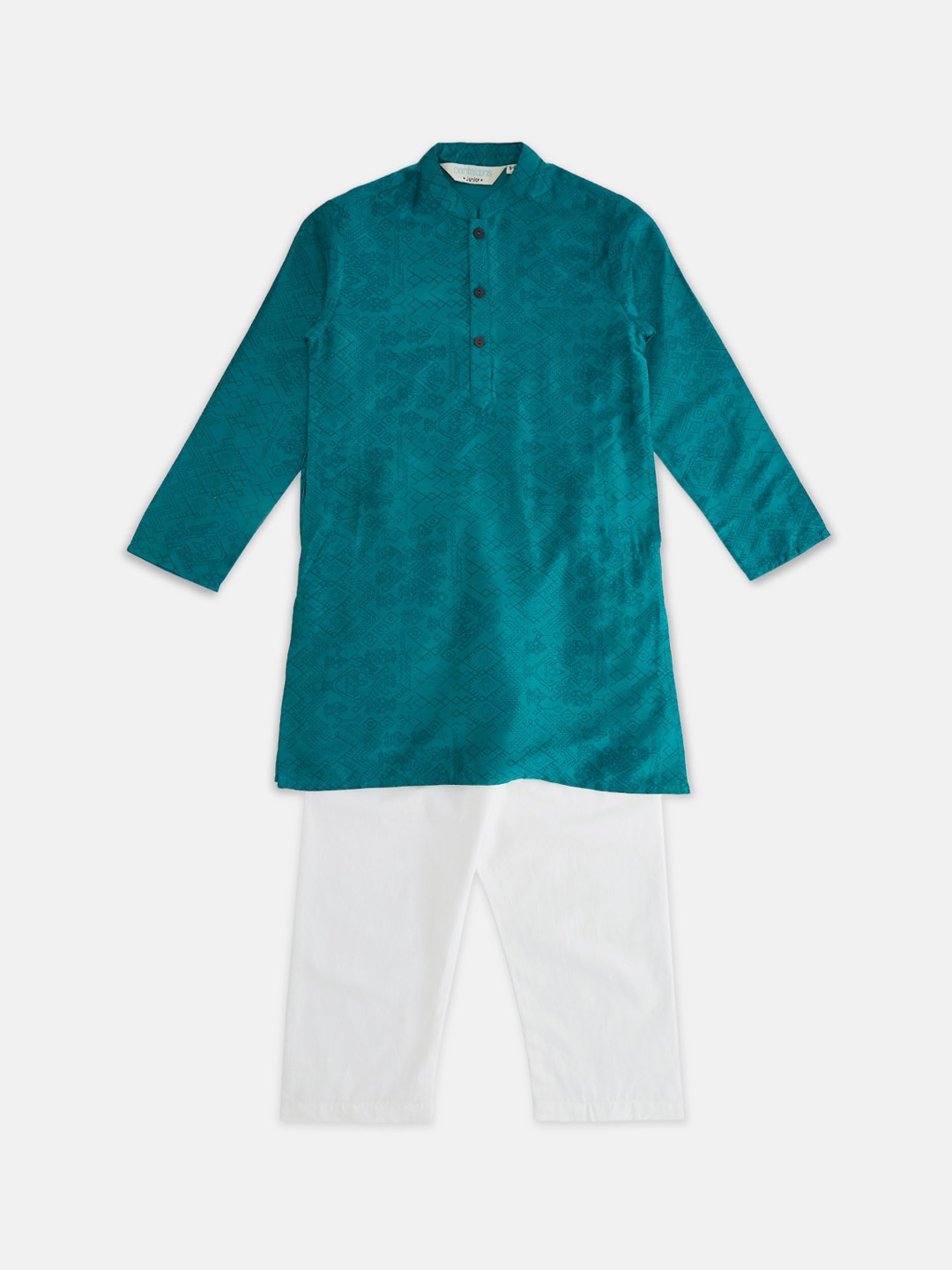 

indus route by Pantaloons Boys Teal Printed Kurta with Pyjamas