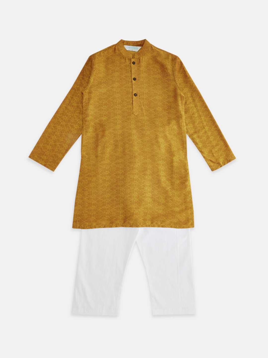 

indus route by Pantaloons Boys Mustard Yellow Kurta with Pyjamas