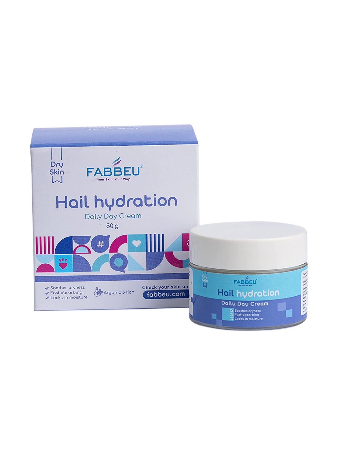 

FABBEU Cruelty-Free Hail Hydration Daily Day Cream for Dry Skin - 50 g, Blue