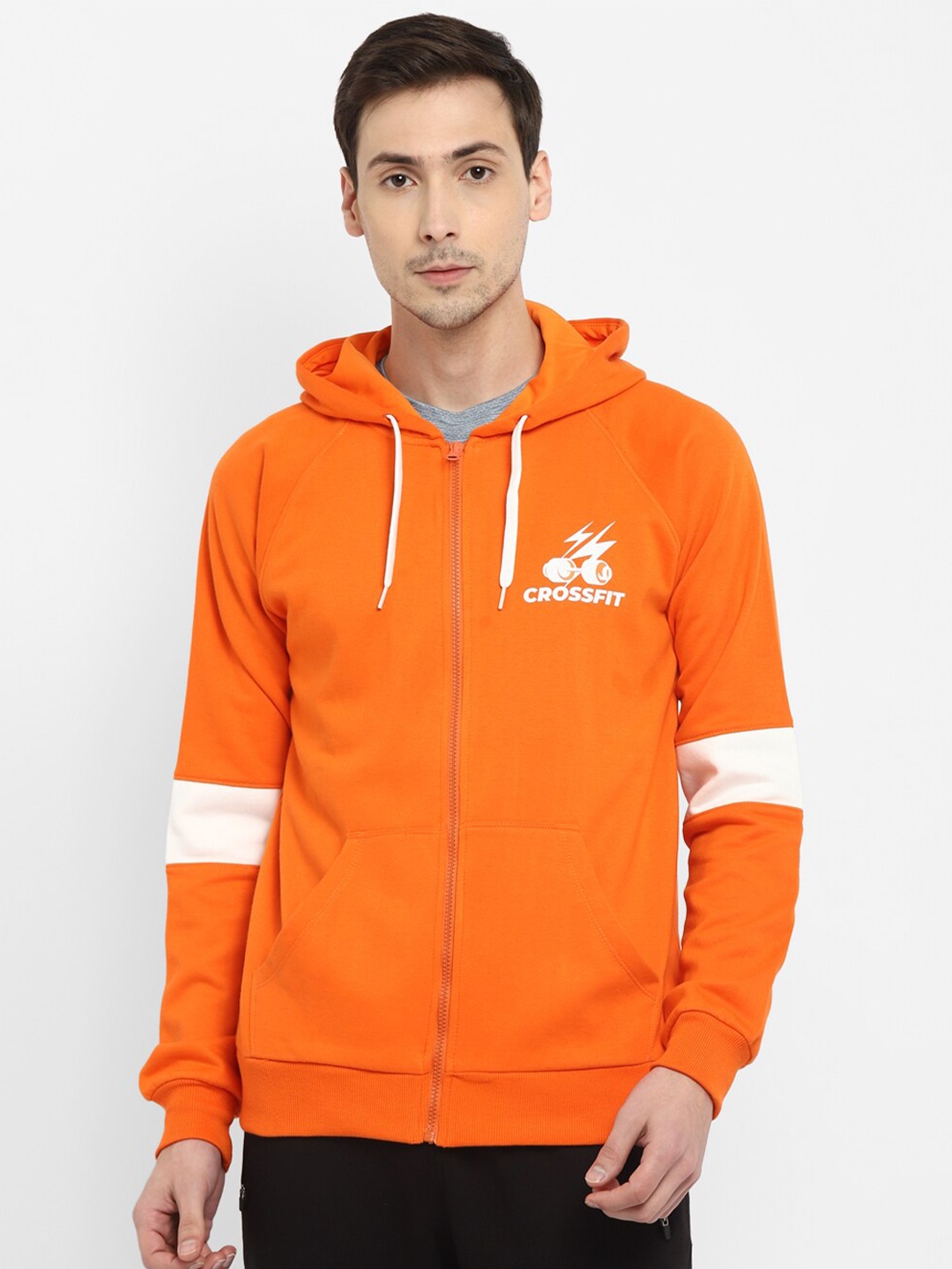 

OFF LIMITS Men Orange Hooded Sweatshirt