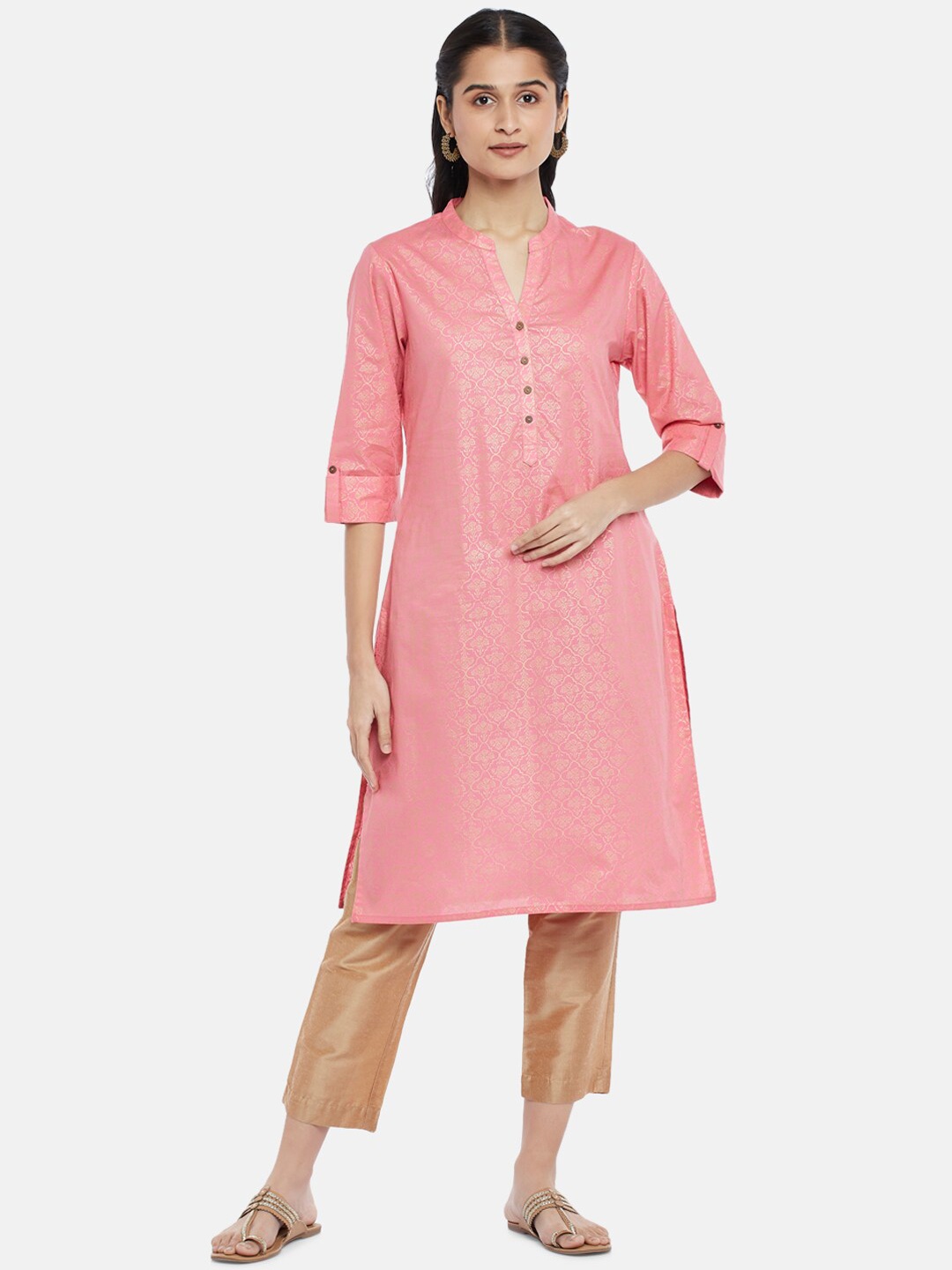 

RANGMANCH BY PANTALOONS Women Pink Ethnic Motifs Printed Kurta