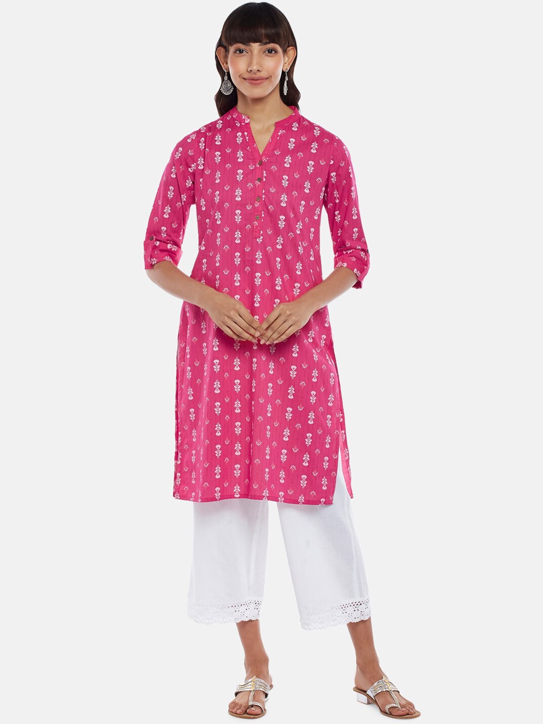 

RANGMANCH BY PANTALOONS Women Fuchsia Ethnic Motifs Printed Kurta