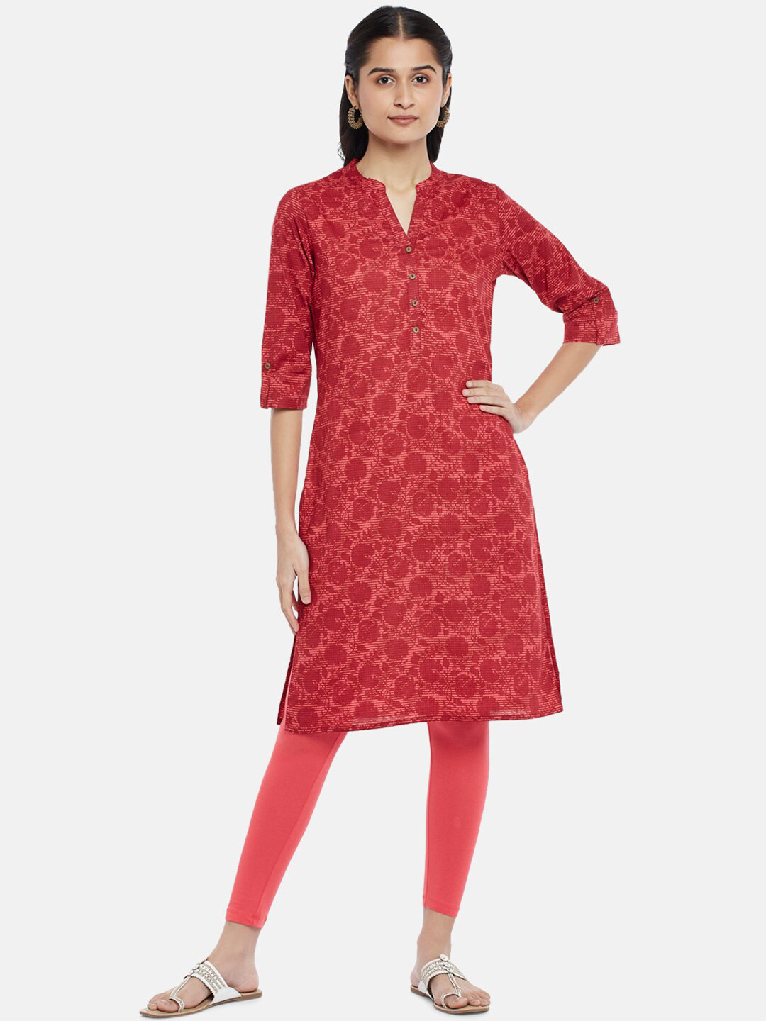 

RANGMANCH BY PANTALOONS Women Red Floral Printed Kurta
