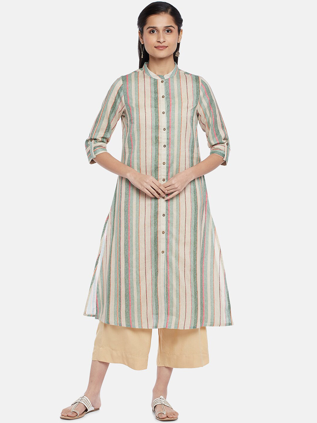 

RANGMANCH BY PANTALOONS Women Beige Striped Kurta
