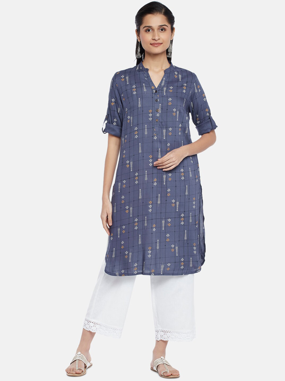 

RANGMANCH BY PANTALOONS Women Blue Printed Kurta