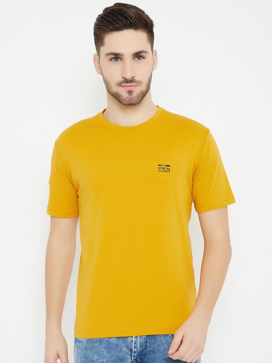 

Okane Men Yellow Regular Fit Cotton T-shirt