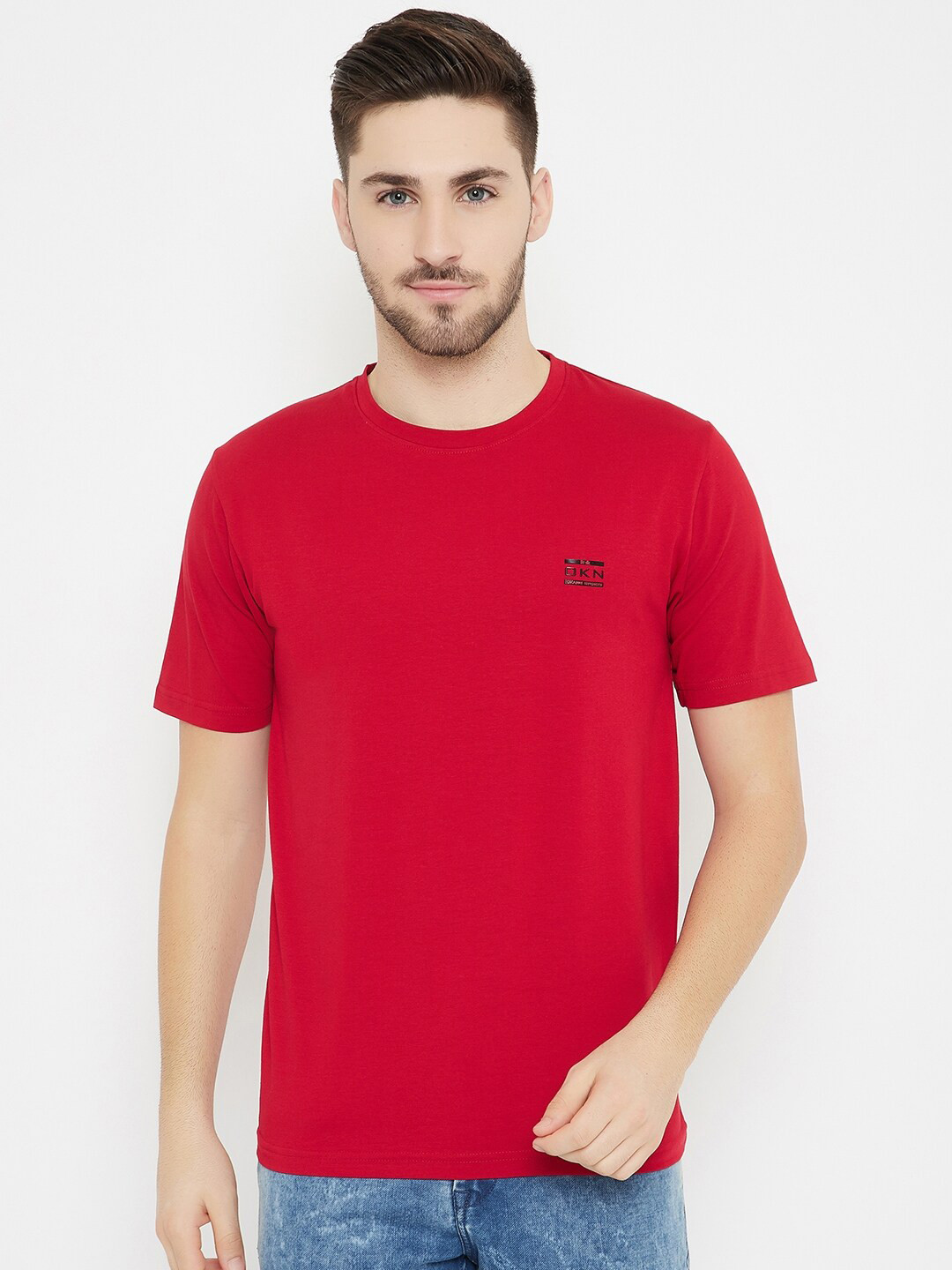 

Okane Men Red Applique T-shirt