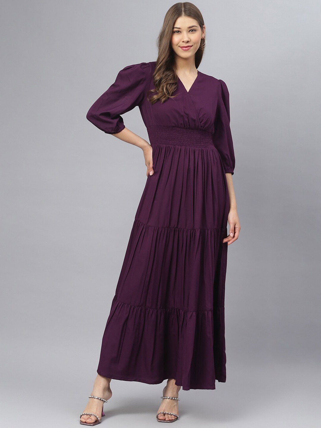 

DEEBACO Purple Maxi Tiered Dress