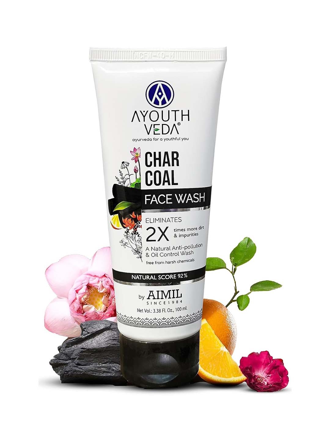 

AYOUTHVEDA Charcoal Face Wash - Detoxifies & Vitalizes Skin - 100ml, White