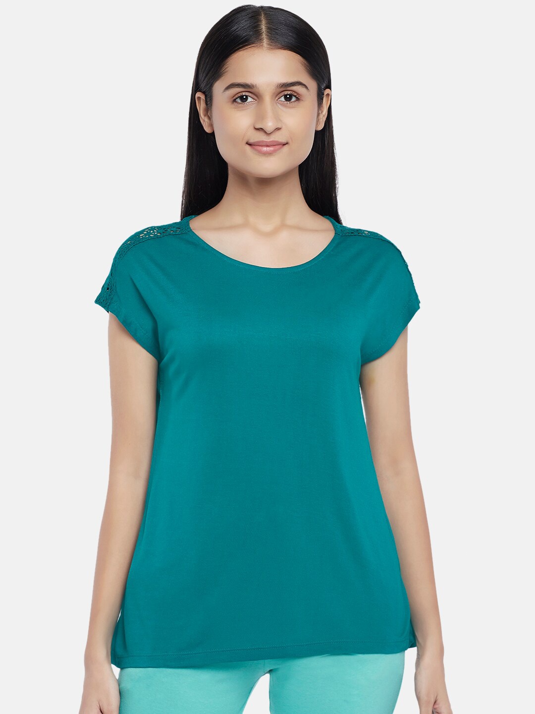 

Dreamz by Pantaloons Green Pure Cotton Lounge tshirt