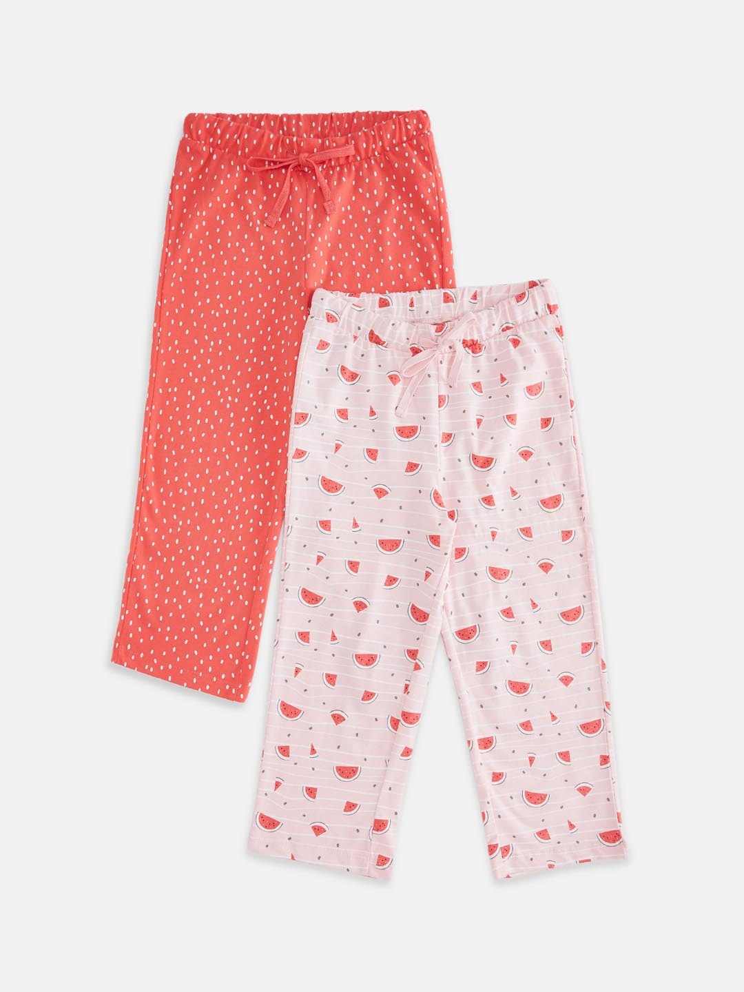 

Pantaloons Junior Girls Pack of 2 Pure Cotton Lounge Pants, Coral