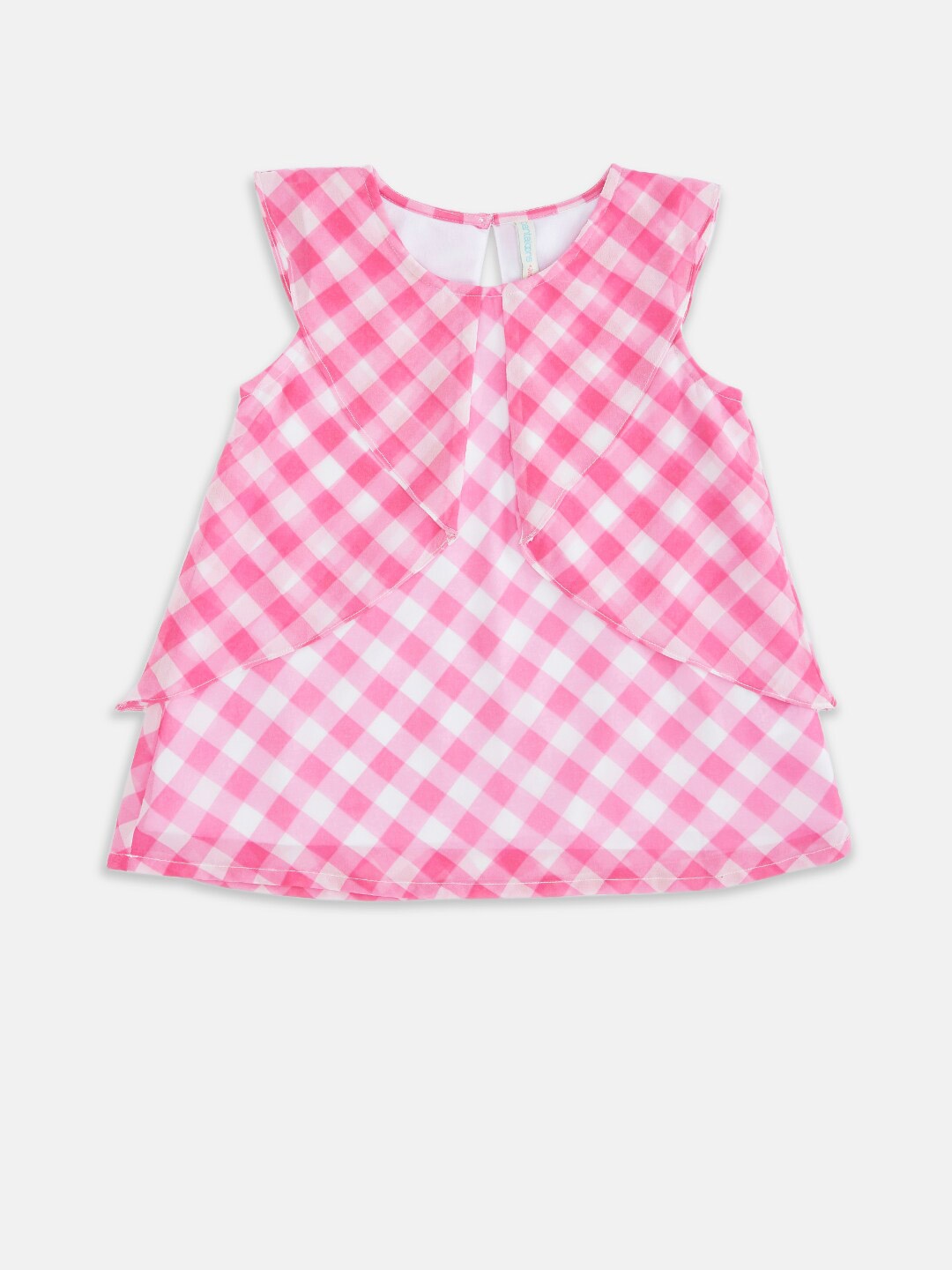 

Pantaloons Junior Girls Pink Checked Top