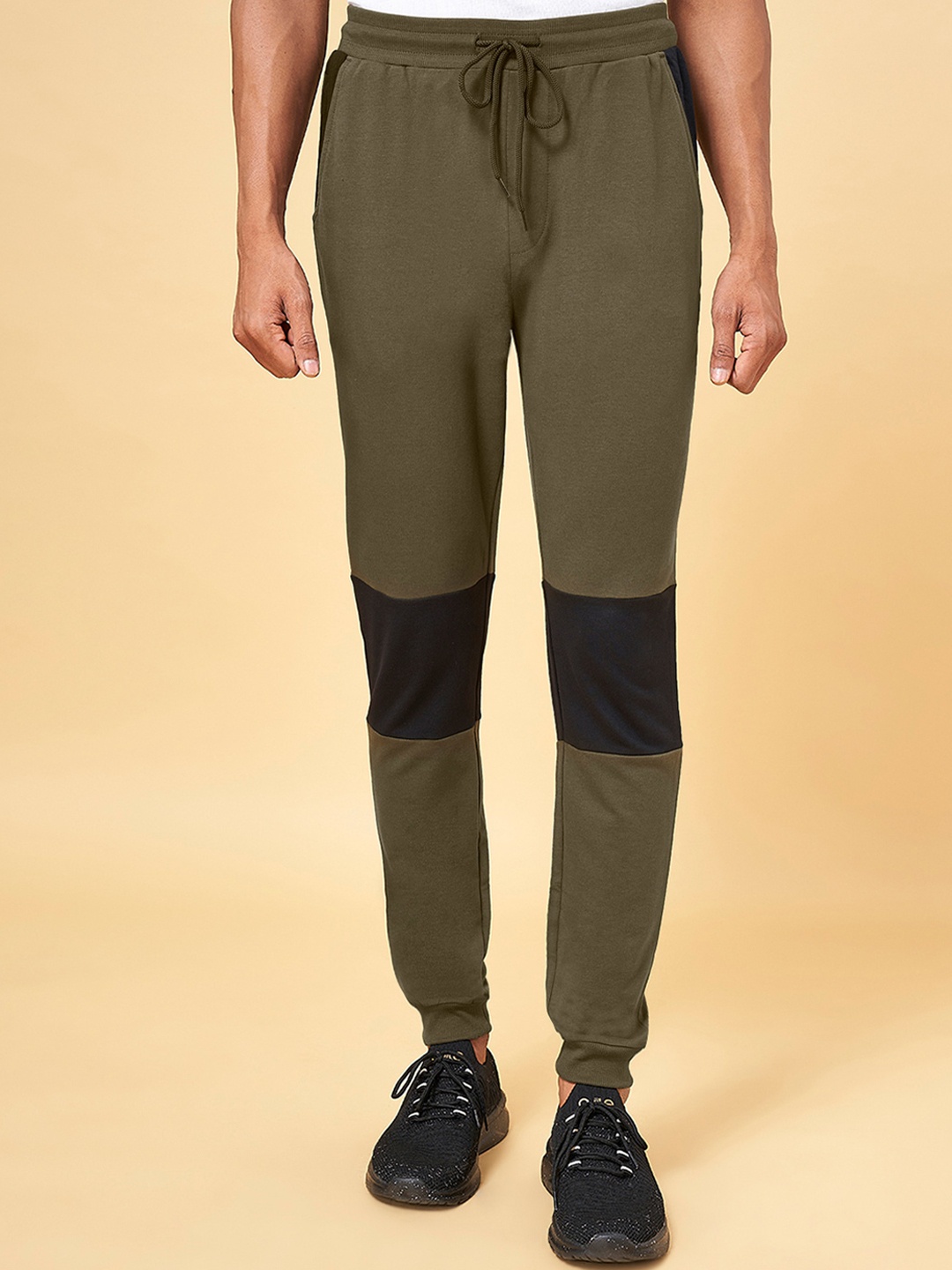 

Ajile by Pantaloons Men Olive Green Slim-Fit Pure Cotton Joggers