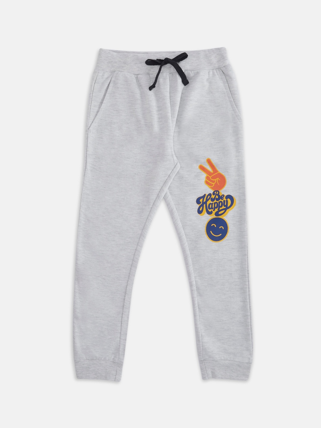 

Pantaloons Junior Boys Grey Melange Printed Pure Cotton Track Pants