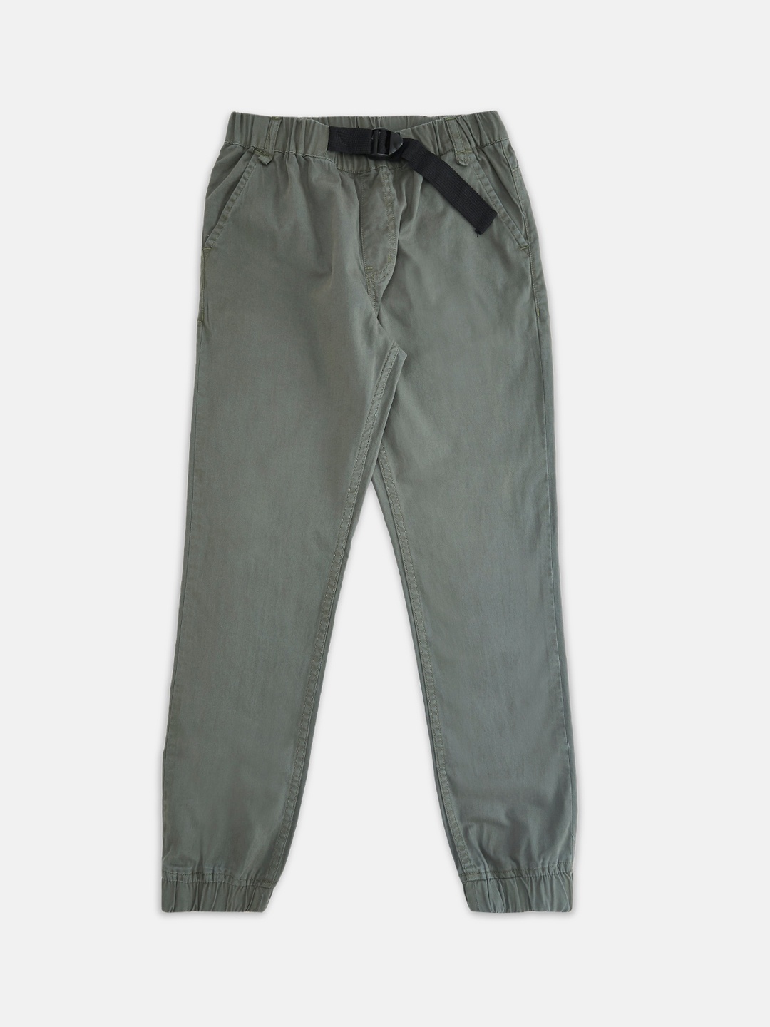 

Pantaloons Junior Boys Olive Green Solid Pure Cotton Joggers