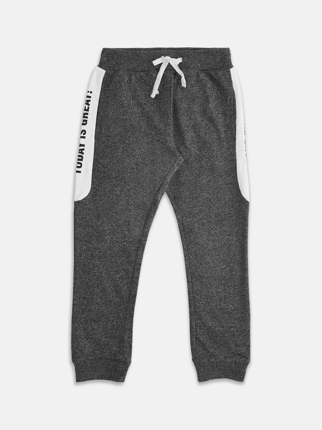 

Pantaloons Junior Boys Grey Melange Solid Pure Cotton Track Pants