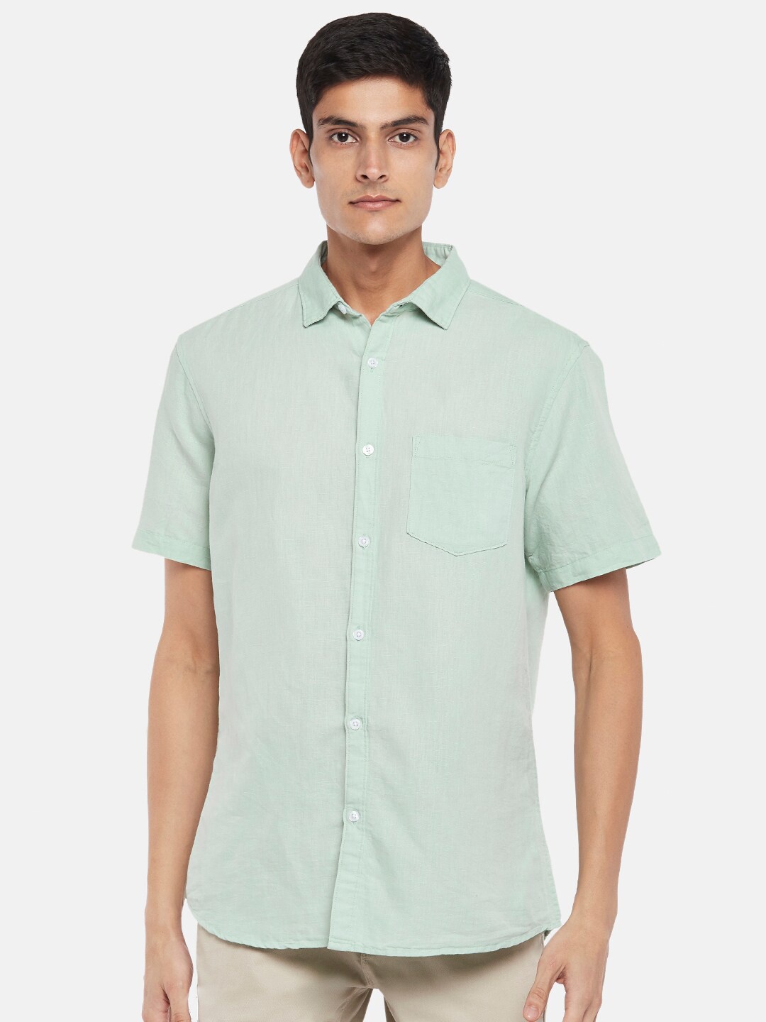 

BYFORD by Pantaloons Men Green Slim Fit Casual Shirt