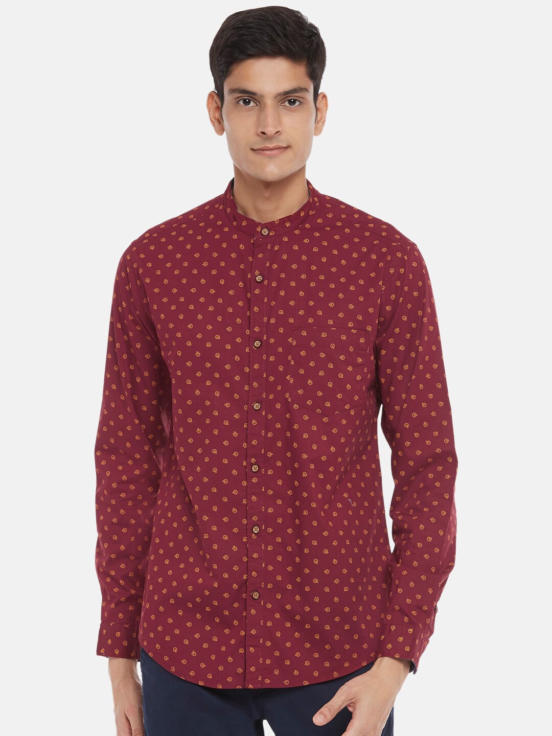 

BYFORD by Pantaloons Men Maroon Slim Fit Floral Printed Casual Shirt