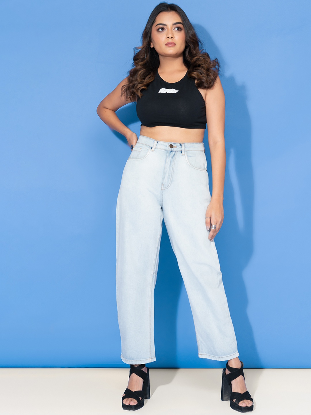 

FREAKINS Women Blue Relaxed Fit Heavy Fade Cotton Jeans