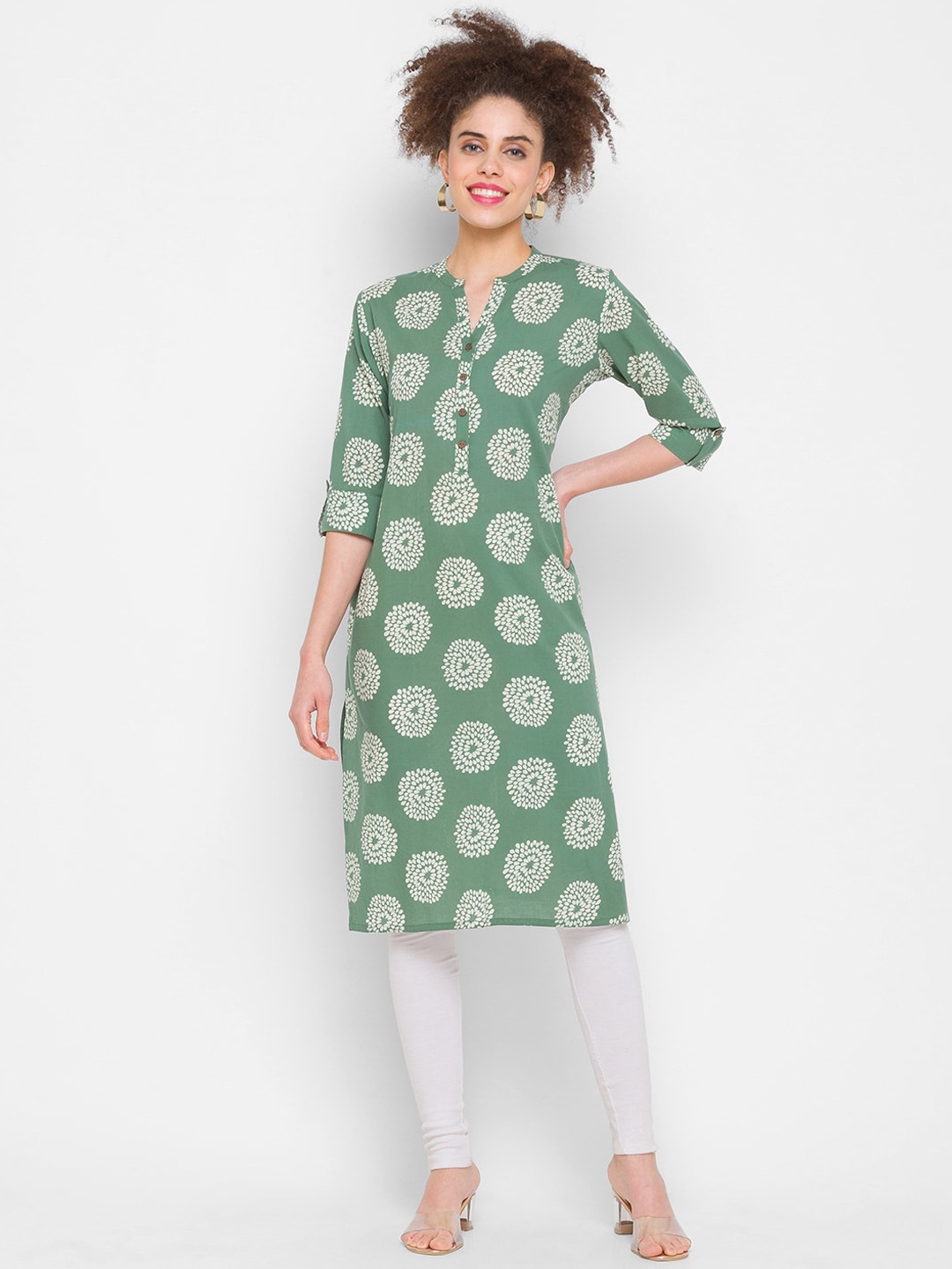 

ZOLA Women Green Ethnic Motifs Printed Cotton Kurta