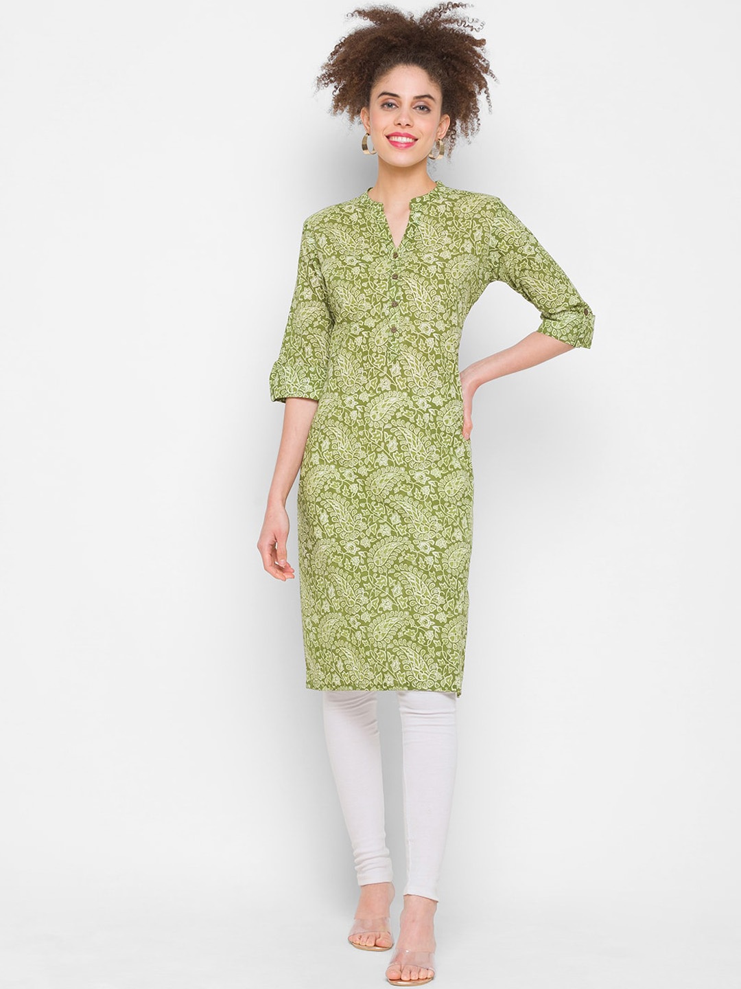 

ZOLA Women Green Ethnic Motifs Printed Cotton Kurta