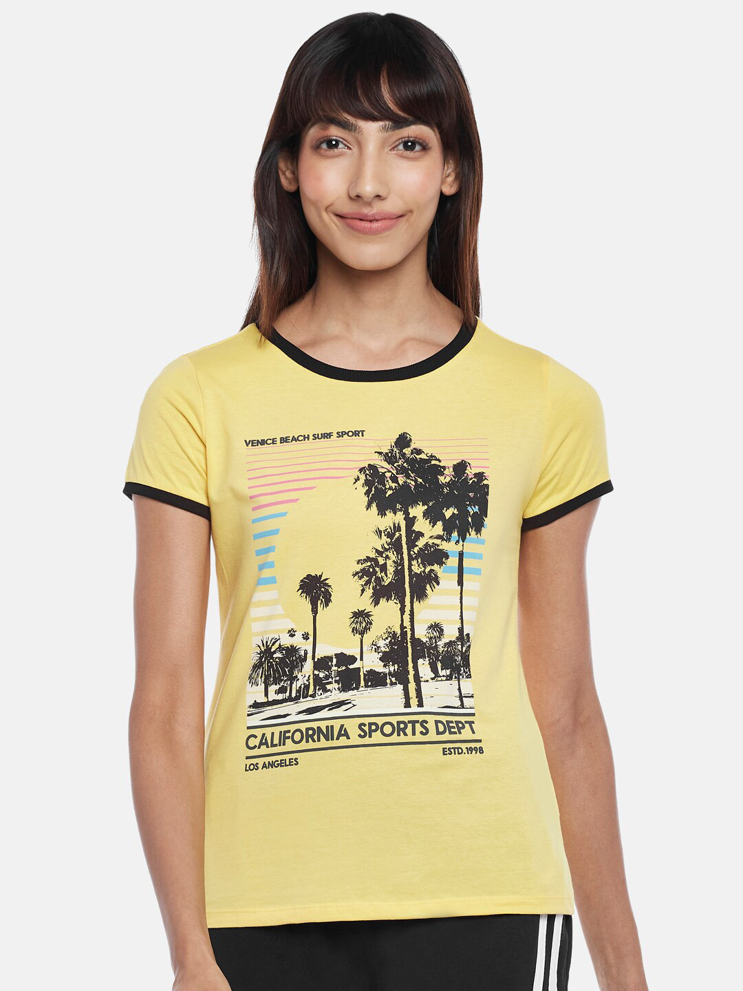 

Ajile by Pantaloons Women Yellow Typography Printed Running T-shirt
