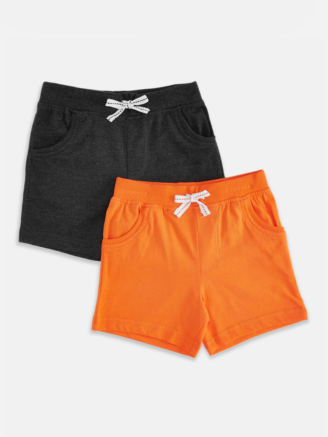 

Pantaloons Baby Boys Orange & Black Set Of 2 Cotton Shorts