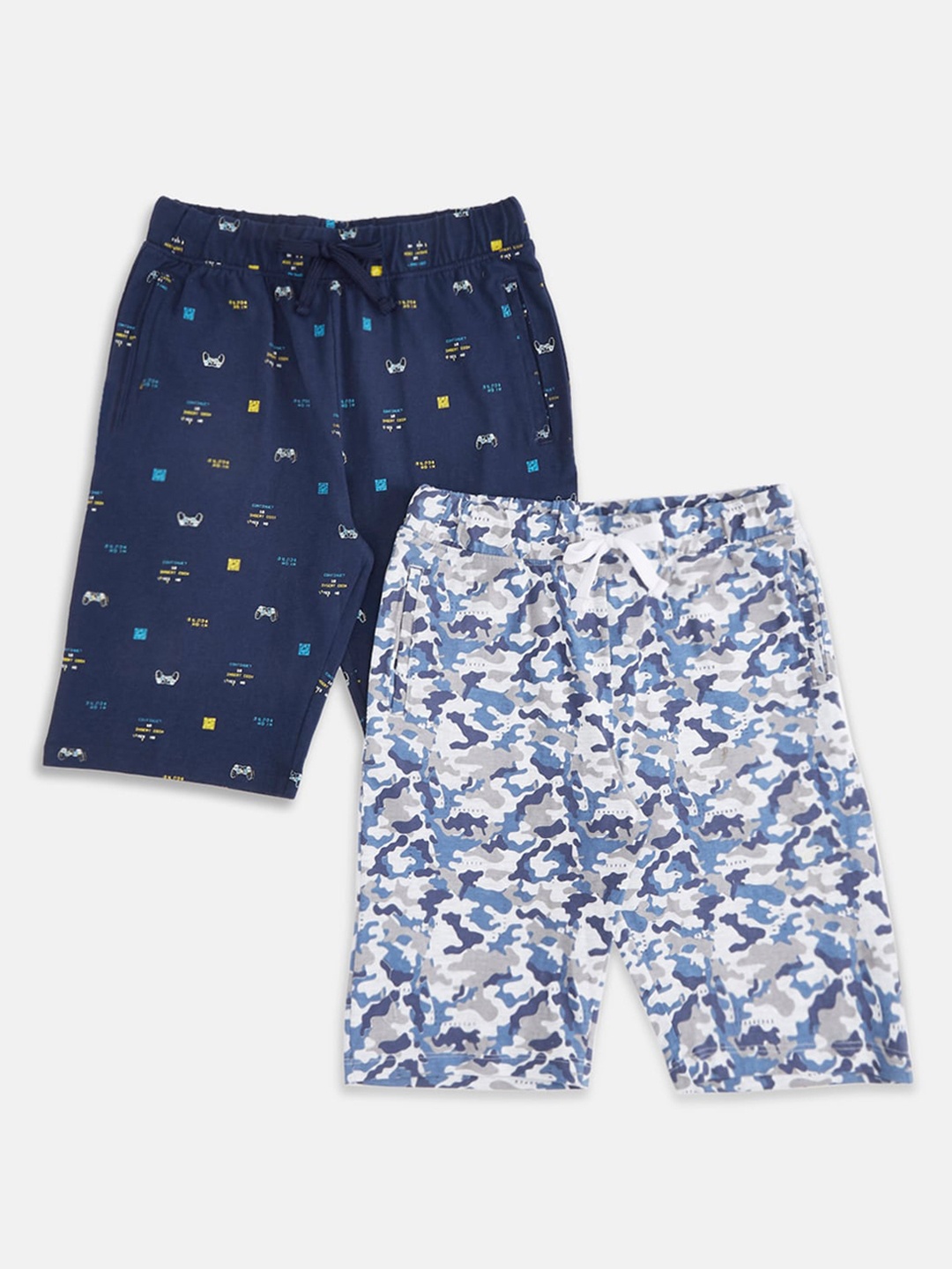 

Pantaloons Junior Boys Pack of 2 Floral Printed Shorts, Blue