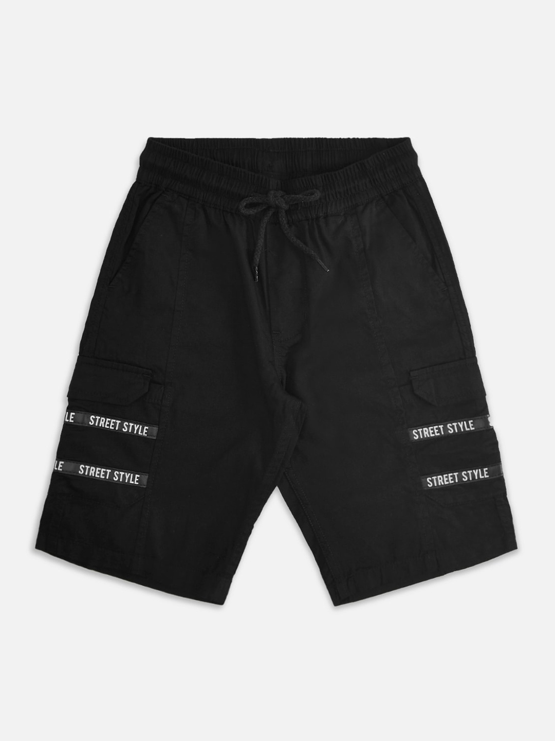 

Pantaloons Junior Boys Black Solid Cotton Shorts