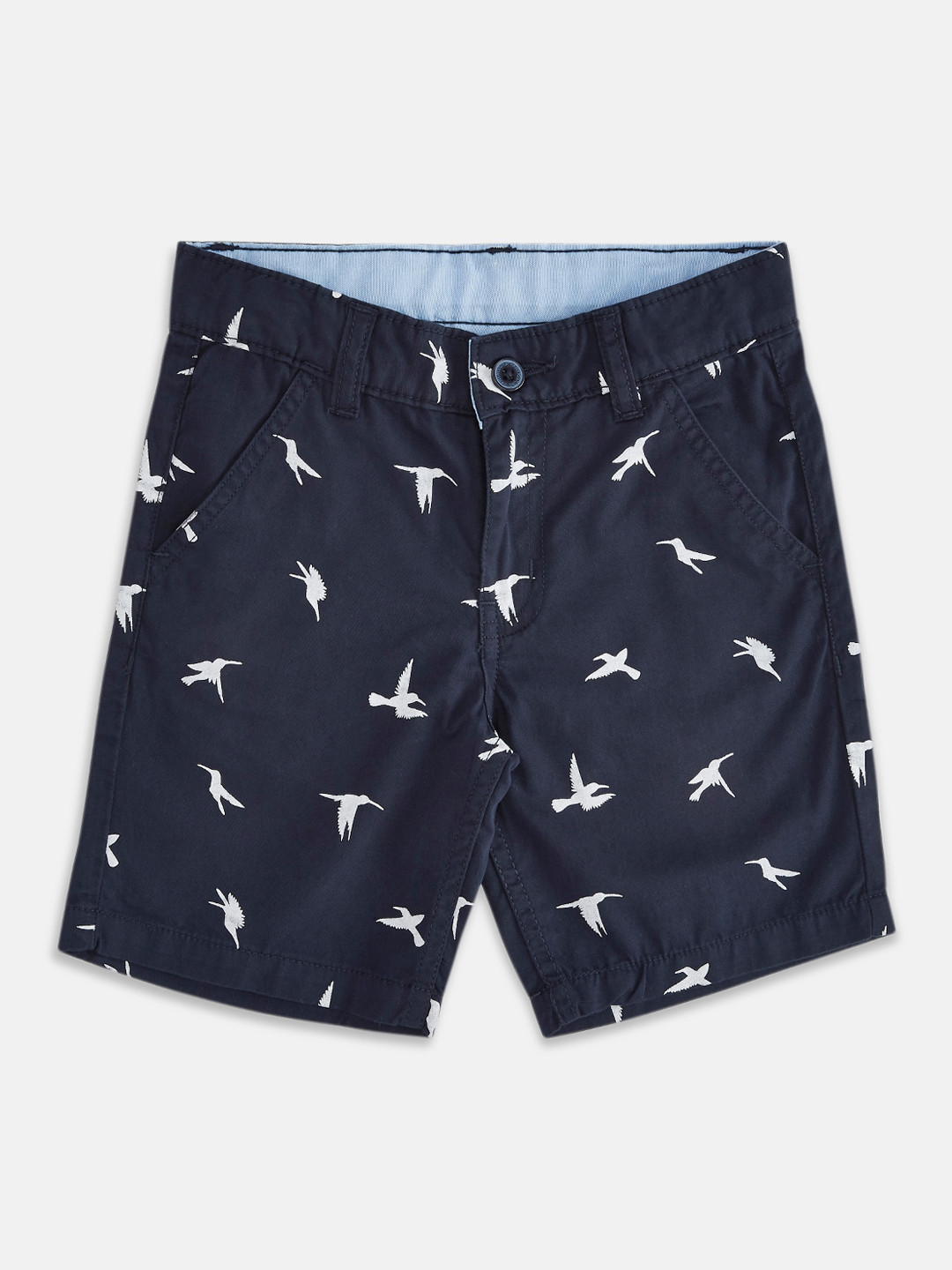 

Pantaloons Junior Boys Navy Blue & White Printed Pure Cotton Shorts