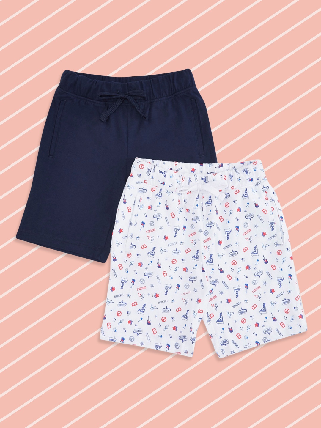 Pantaloons Junior Boys Pack of 2 Floral Printed Shorts, Blue