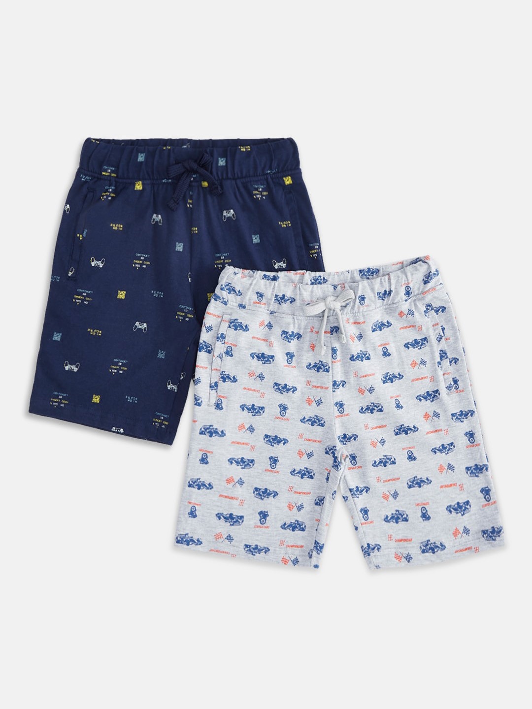 

Pantaloons Junior Boys Pack Of 2 Blue Printed Shorts