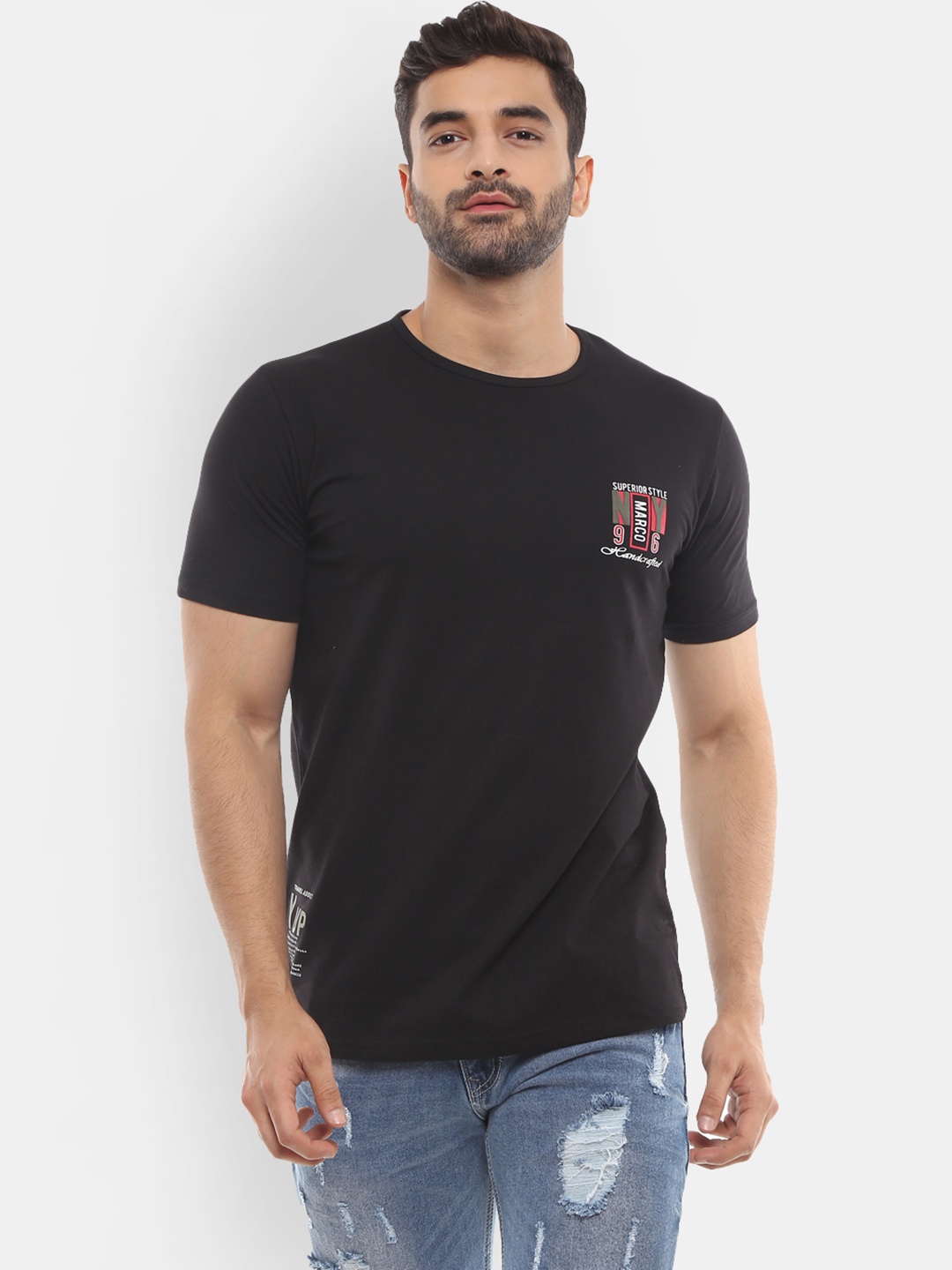 

V-Mart Men Black Varsity T-shirt