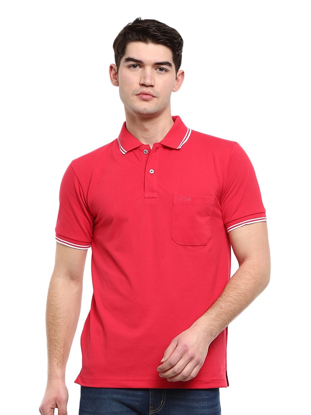 

V-Mart Men Fuchsia Polo Collar T-shirt