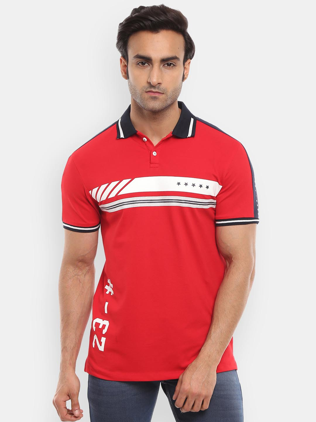 

V-Mart Men Red Polo Collar Slim Fit T-shirt