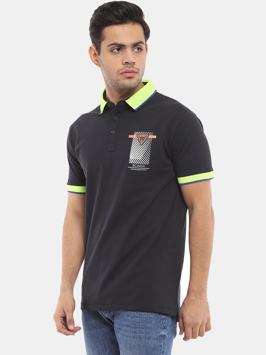 

V-Mart Men Navy Blue Polo Collar T-shirt