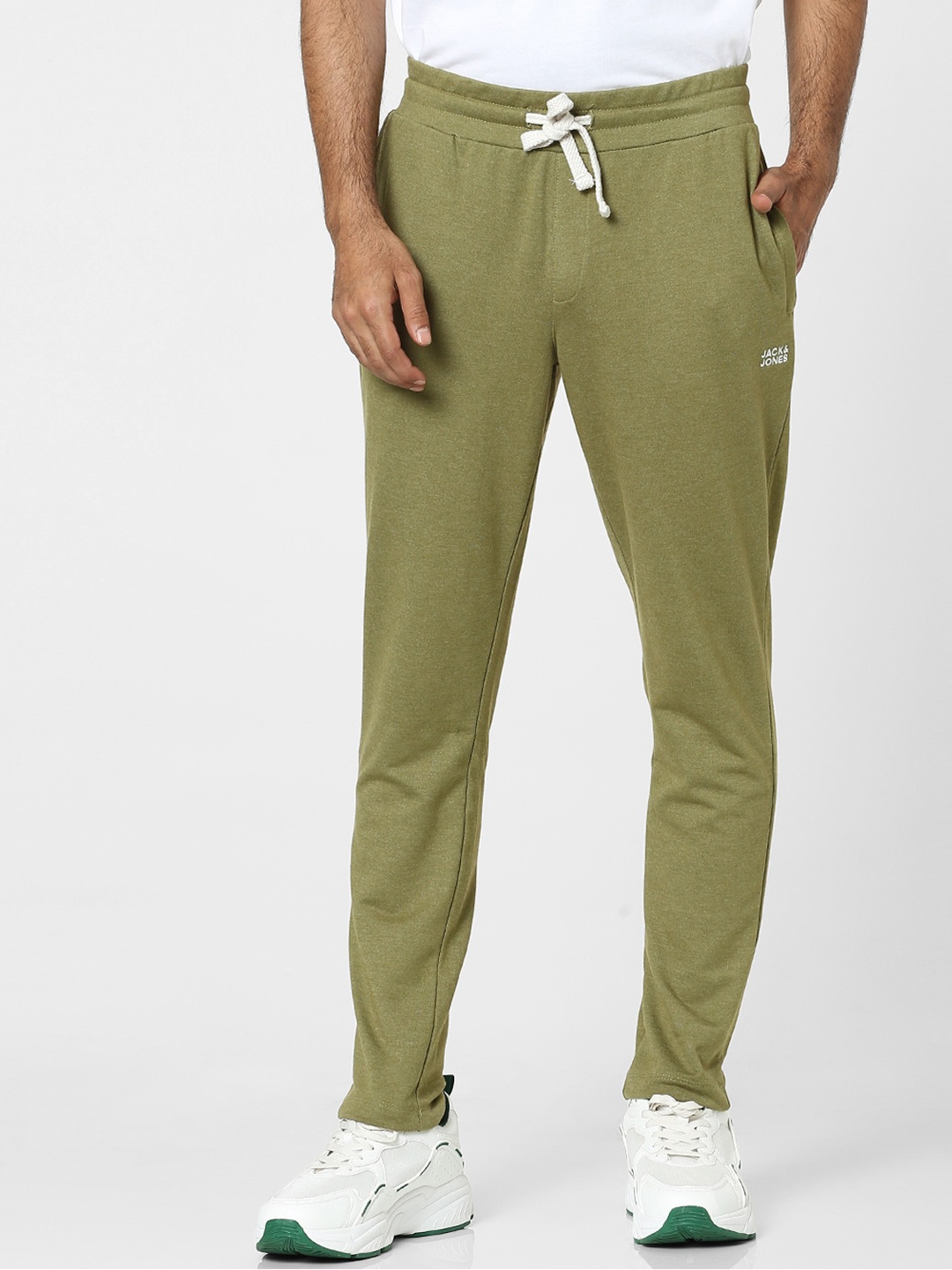 

Jack & Jones Men Green Regular Fit Solid Cotton Track Pants